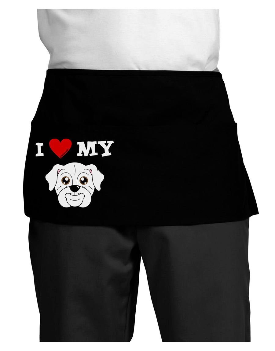 I Heart My - Cute Bulldog - White Dark Adult Mini Waist Apron, Server Apron by TooLoud-Mini Waist Apron-TooLoud-Black-One-Size-Davson Sales