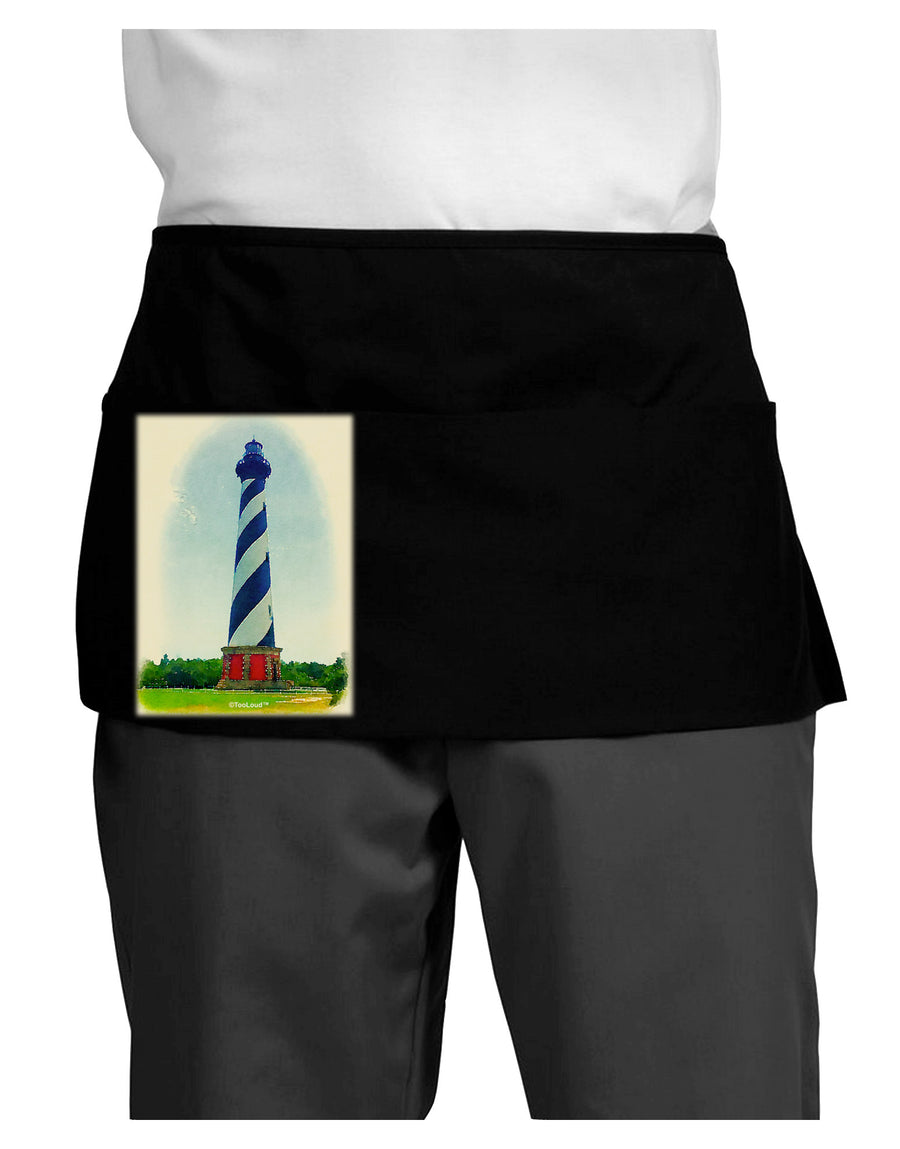 Watercolor Lighthouse 1 Dark Adult Mini Waist Apron, Server Apron-Mini Waist Apron-TooLoud-Black-One-Size-Davson Sales