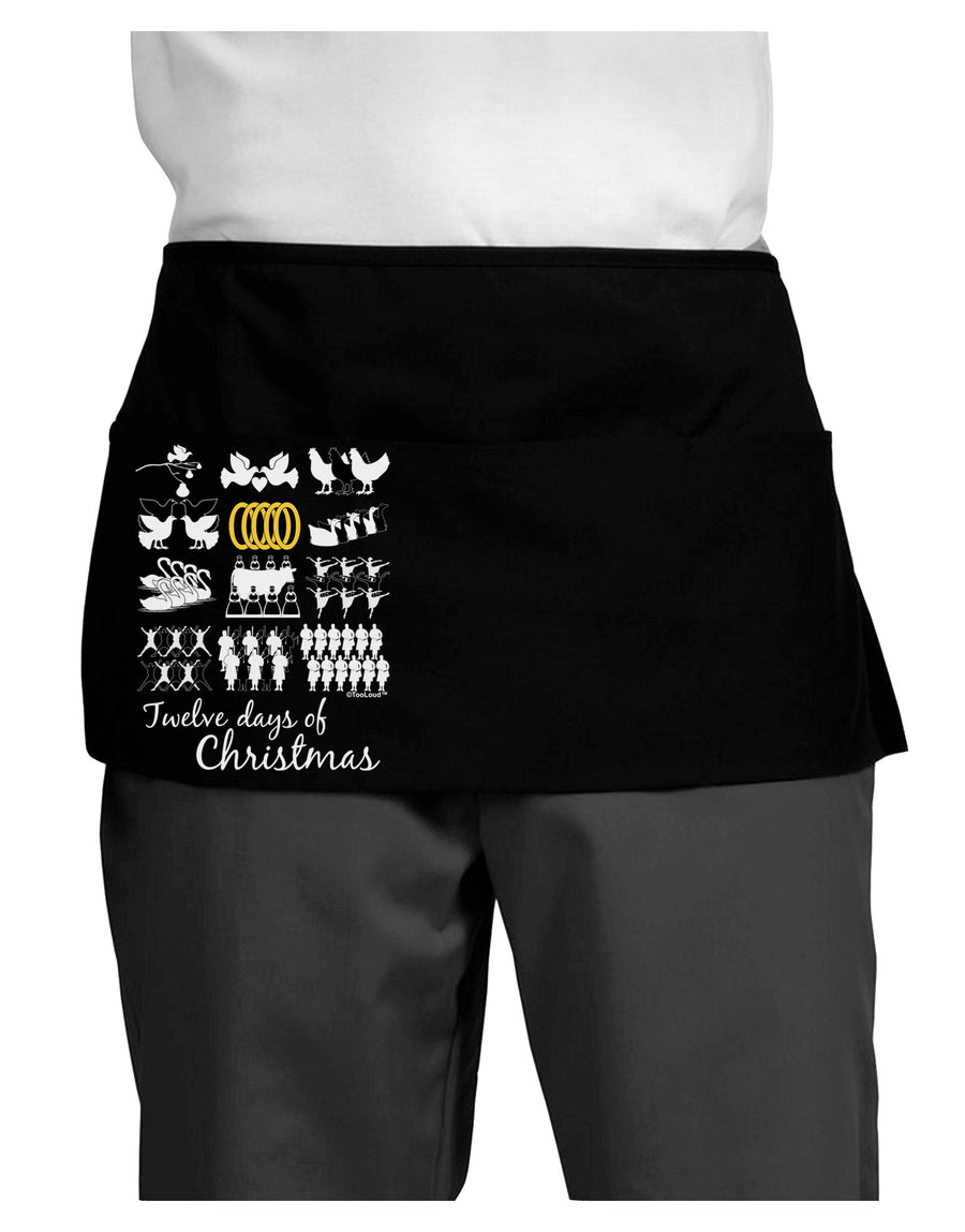 12 Days of Christmas Text Color Dark Adult Mini Waist Apron, Server Apron-Mini Waist Apron-TooLoud-Black-One-Size-Davson Sales