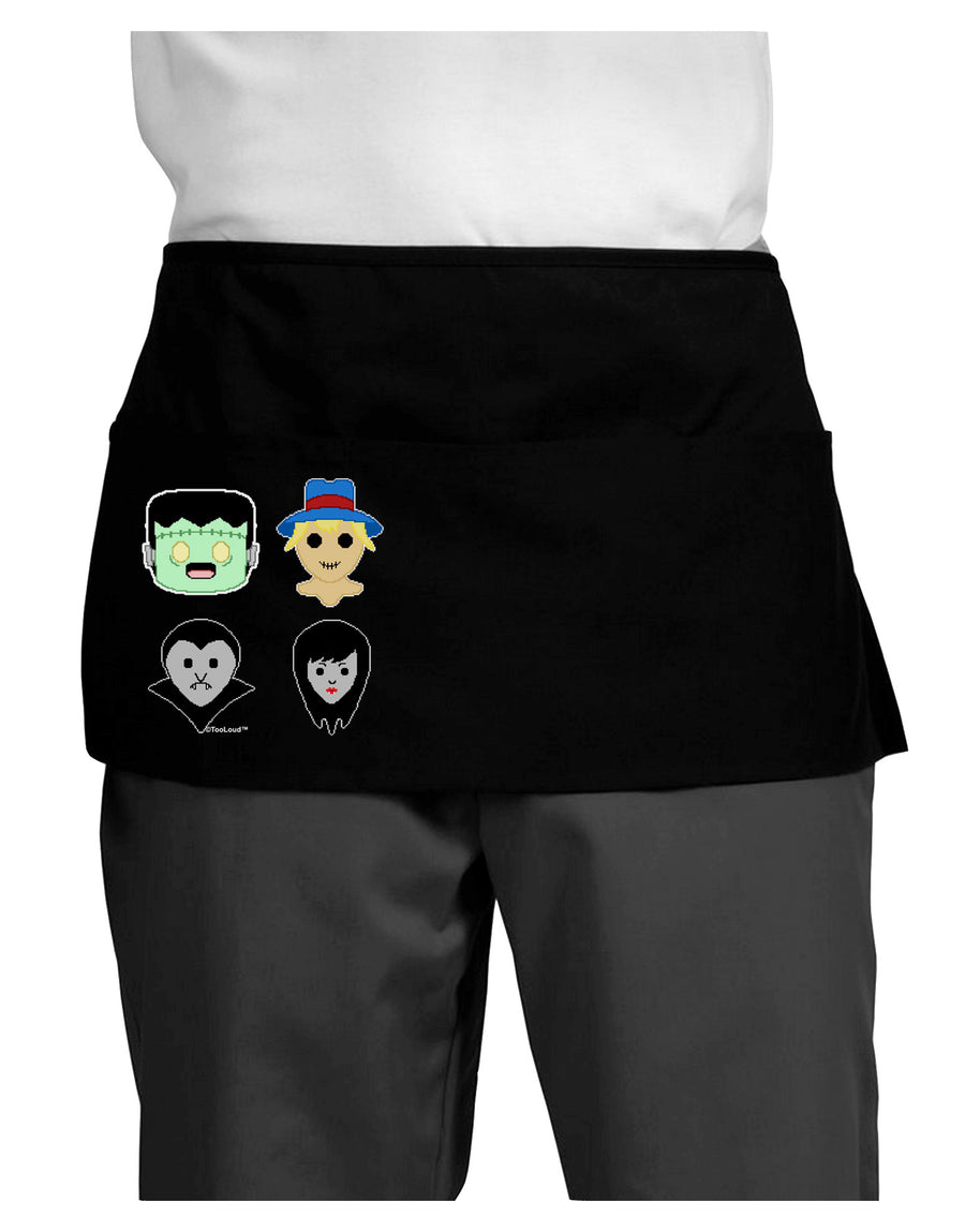 Cute Pixel Monsters Dark Adult Mini Waist Apron, Server Apron-Mini Waist Apron-TooLoud-Black-One-Size-Davson Sales