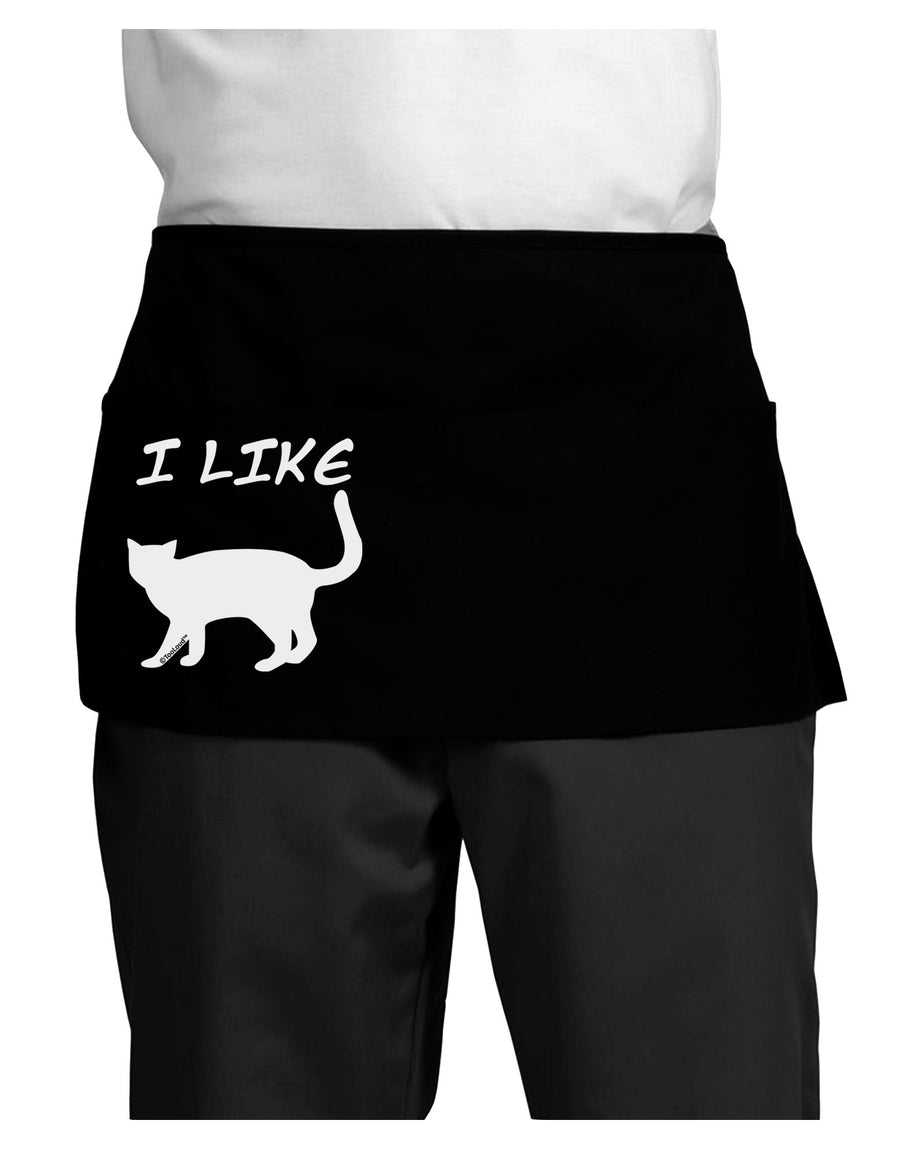 I Like Cat Silhouette Design Dark Adult Mini Waist Apron, Server Apron by TooLoud-Mini Waist Apron-TooLoud-Black-One-Size-Davson Sales