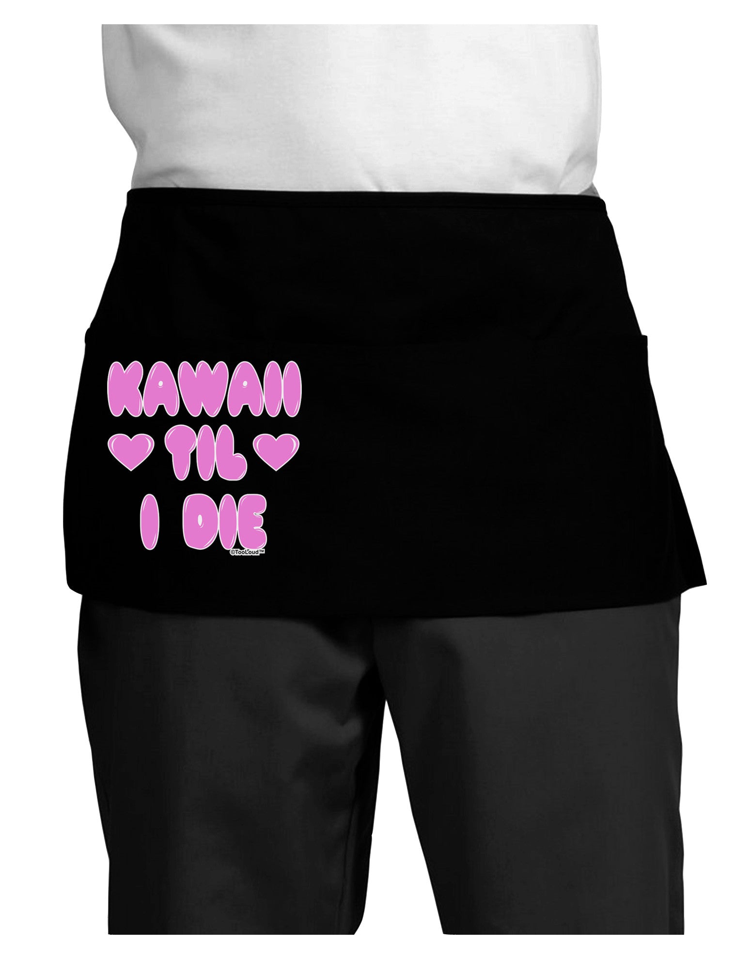 Kawaii Til I Die - Design - Magenta Dark Adult Mini Waist Apron, Server Apron by TooLoud-Mini Waist Apron-TooLoud-Black-One-Size-Davson Sales