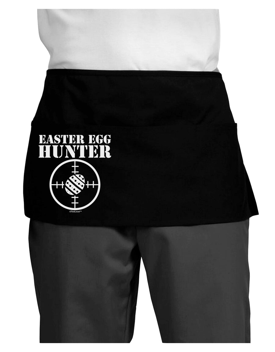 Easter Egg Hunter Black and White Dark Adult Mini Waist Apron, Server Apron by TooLoud