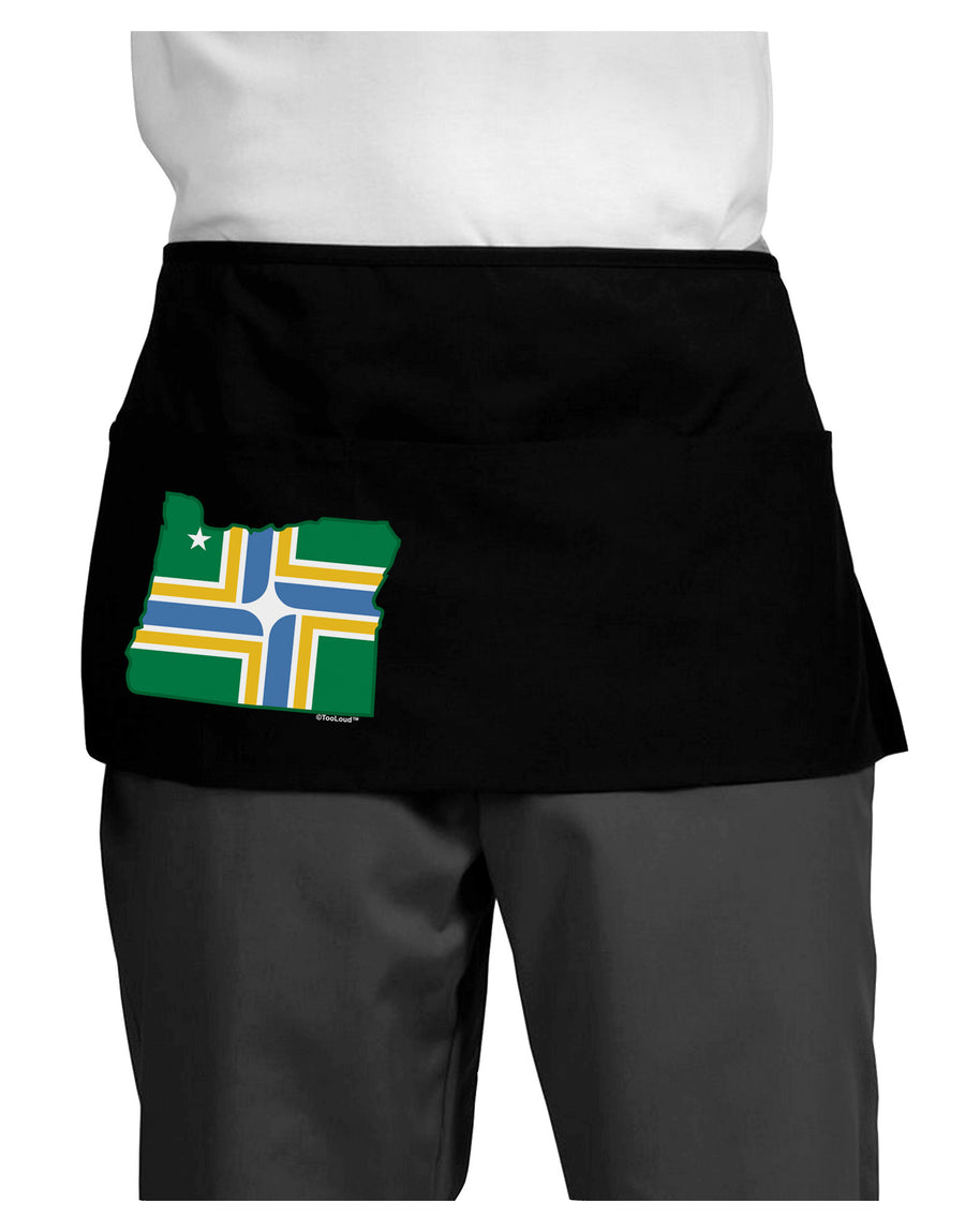 Portland Oregon Flag Dark Adult Mini Waist Apron, Server Apron-Mini Waist Apron-TooLoud-Black-One-Size-Davson Sales