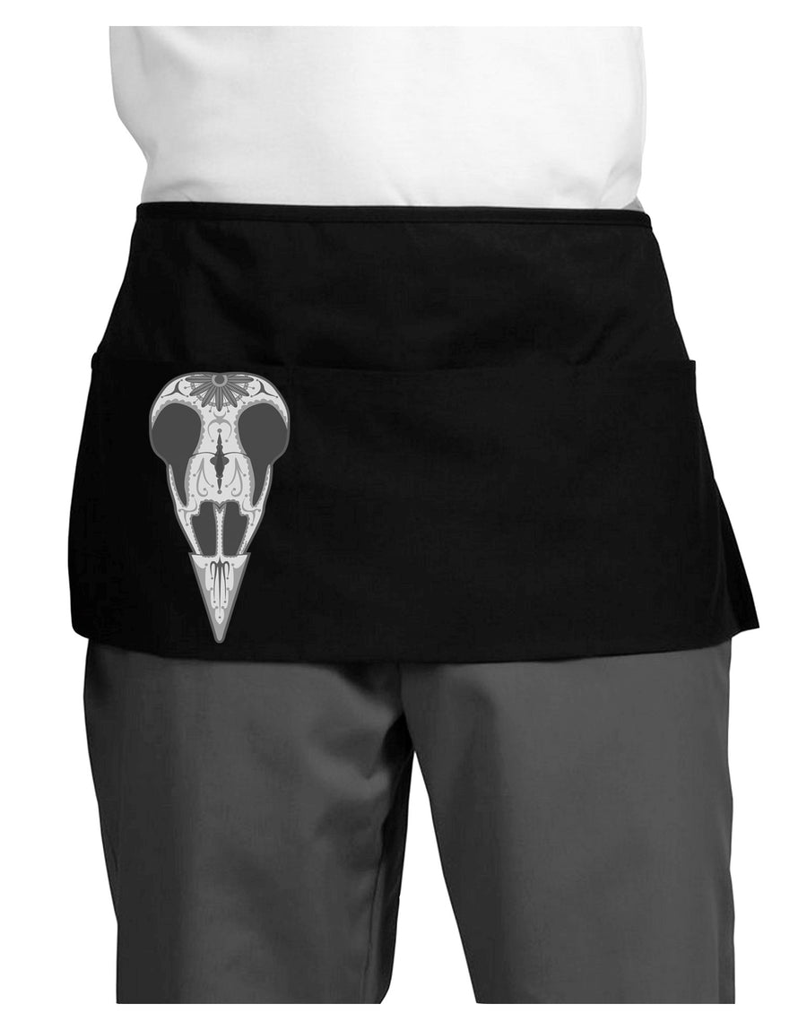 Black and White Mystic Bird Skull Day of the Dead Dark Adult Mini Waist Apron, Server Apron-Mini Waist Apron-TooLoud-Black-One-Size-Davson Sales