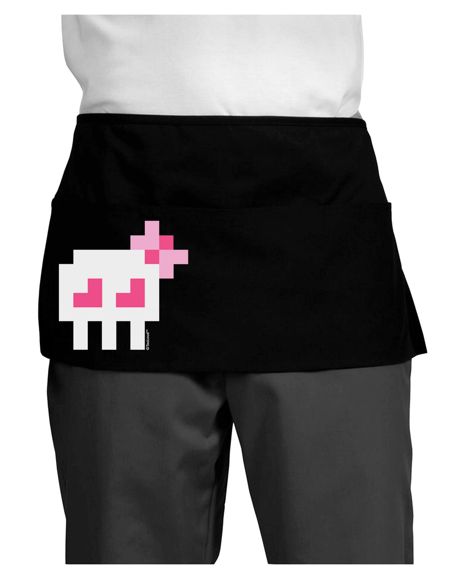 Retro 8-Bit Skull with Pink Bow Dark Adult Mini Waist Apron, Server Apron-Mini Waist Apron-TooLoud-Black-One-Size-Davson Sales