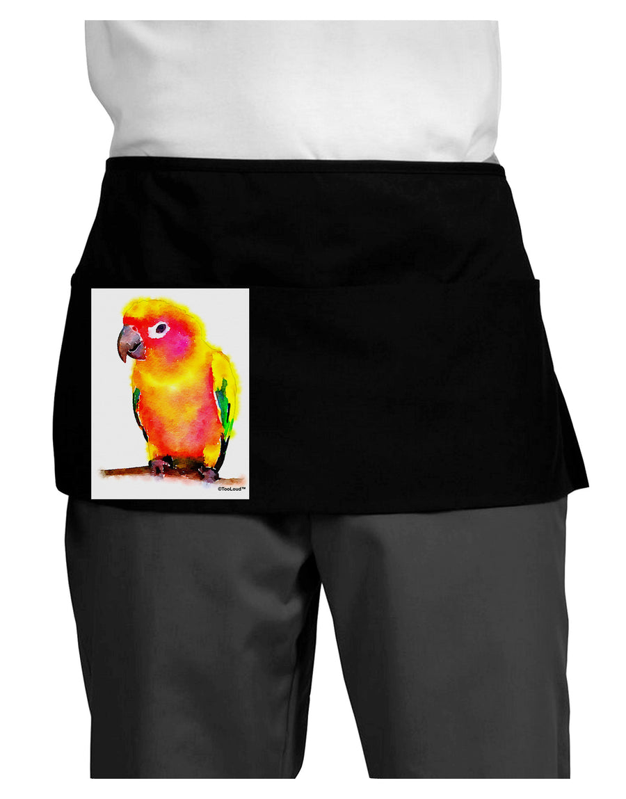 Sun Conure Parrot Watercolor Dark Adult Mini Waist Apron, Server Apron-Mini Waist Apron-TooLoud-Black-One-Size-Davson Sales