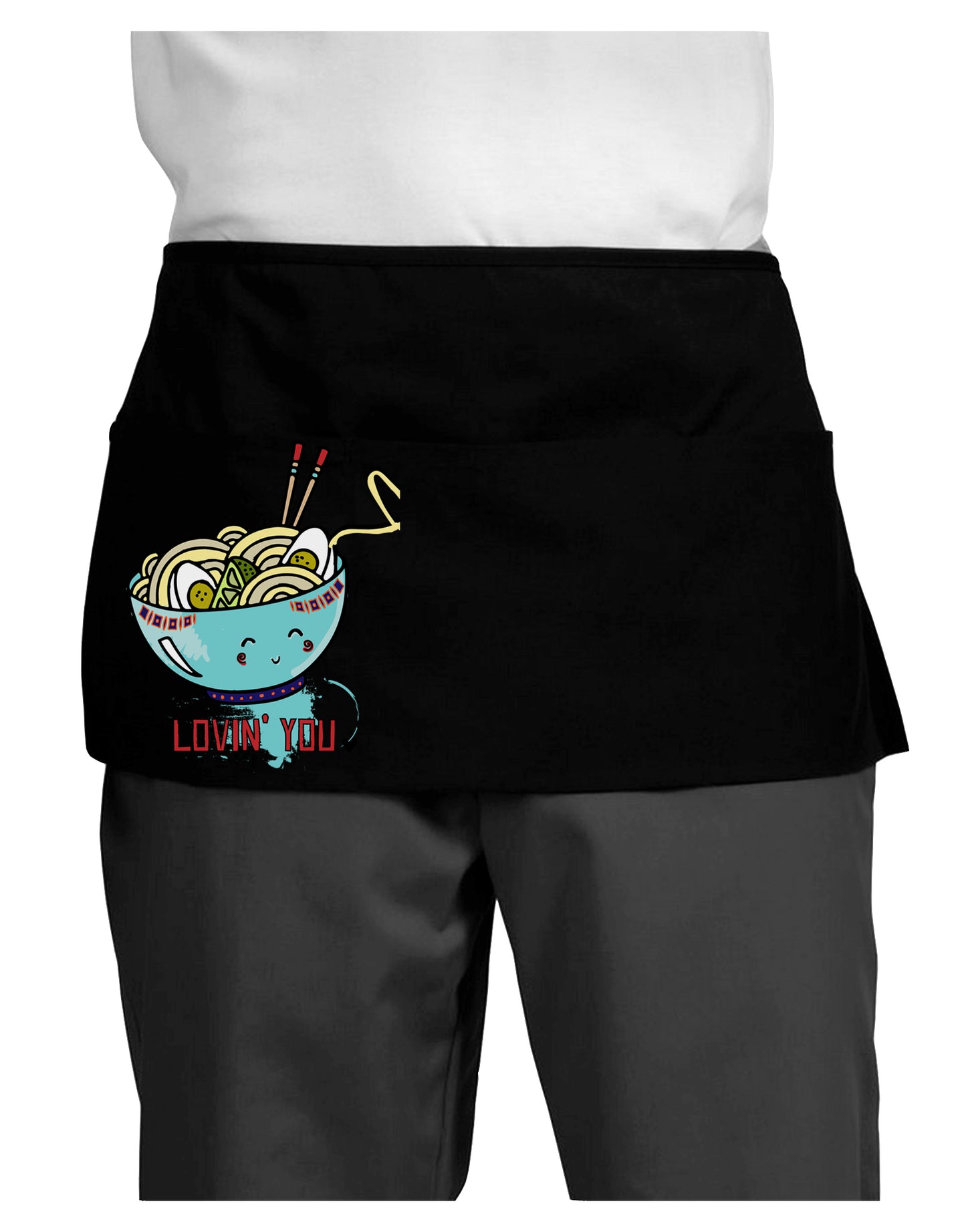 TooLoud Matching Lovin You Blue Pho Bowl Dark Dark Adult Mini Waist Apron-Aprons - Waist-TooLoud-Black-One-Size-Davson Sales