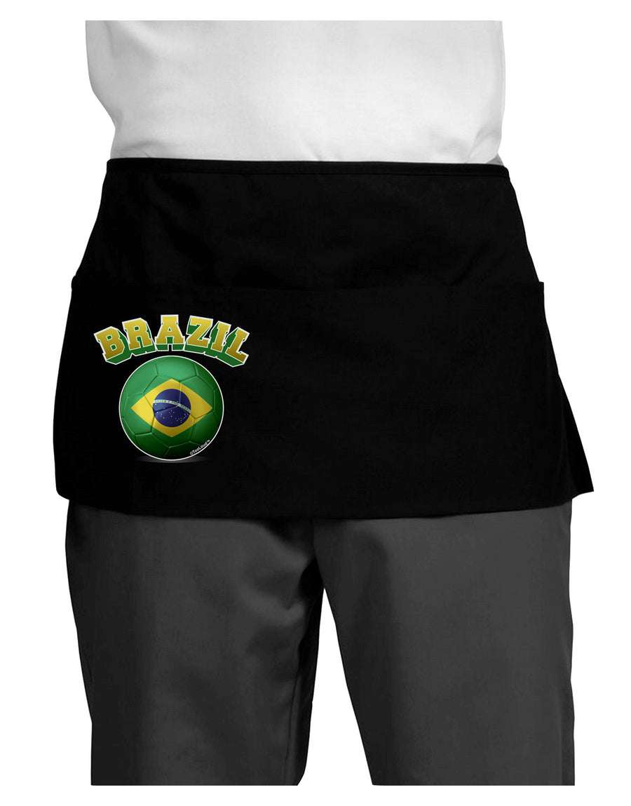 Soccer Ball Flag - Brazil Dark Adult Mini Waist Apron, Server Apron-Mini Waist Apron-TooLoud-Black-One-Size-Davson Sales