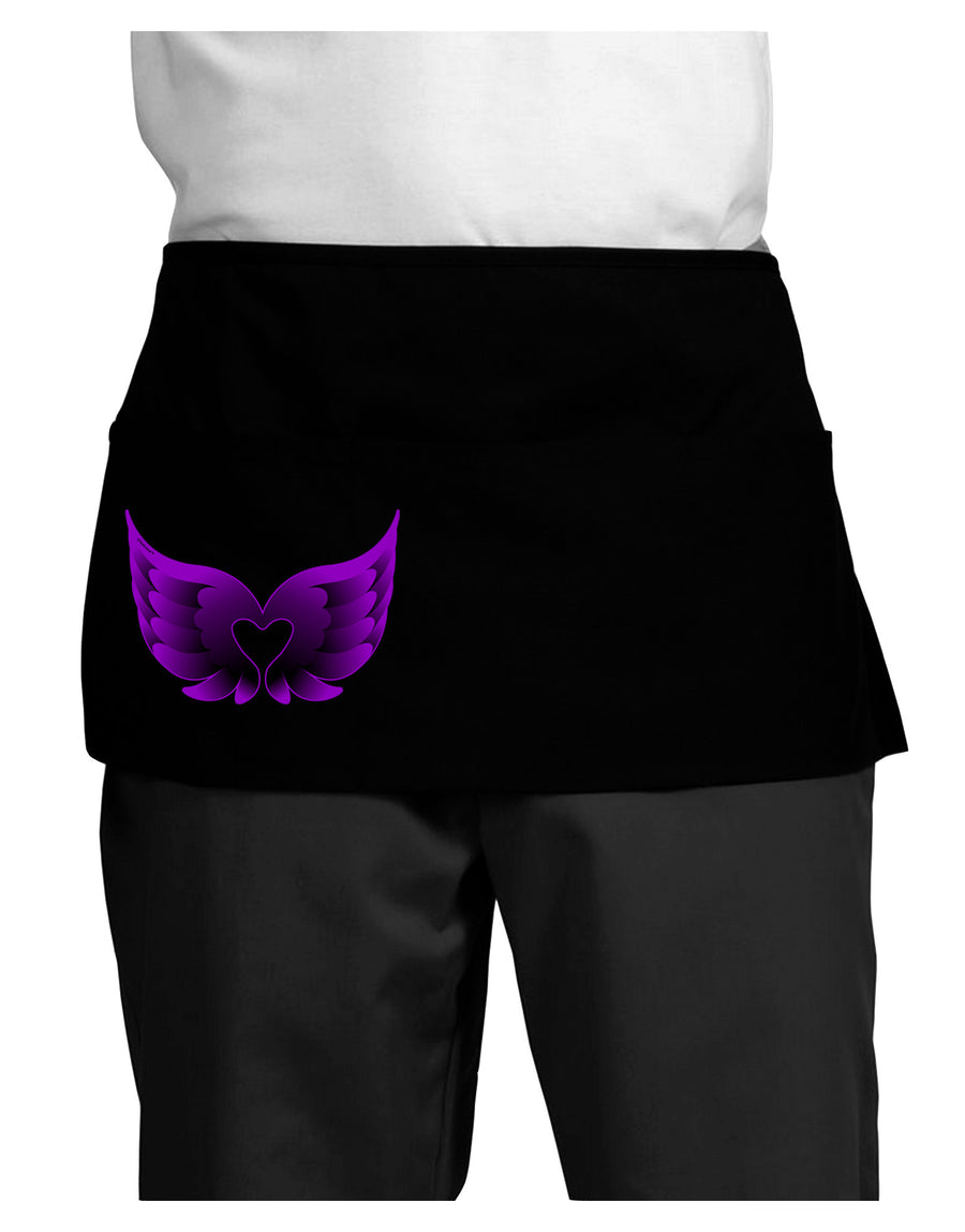 Cute Dark Angel Wings Black and Purple Heart Dark Adult Mini Waist Apron, Server Apron-Mini Waist Apron-TooLoud-Black-One-Size-Davson Sales