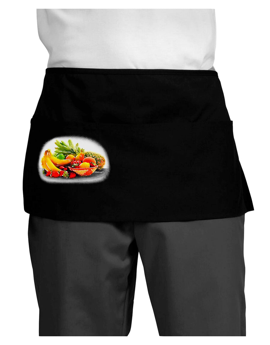 Watercolor Fruit Bowl 1 Dark Adult Mini Waist Apron, Server Apron-Mini Waist Apron-TooLoud-Black-One-Size-Davson Sales