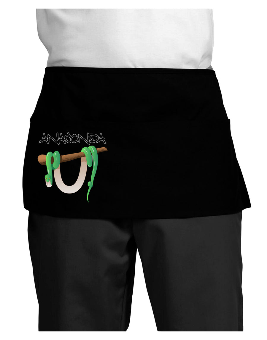 Anaconda Design Green Text Dark Adult Mini Waist Apron, Server Apron-Mini Waist Apron-TooLoud-Black-One-Size-Davson Sales