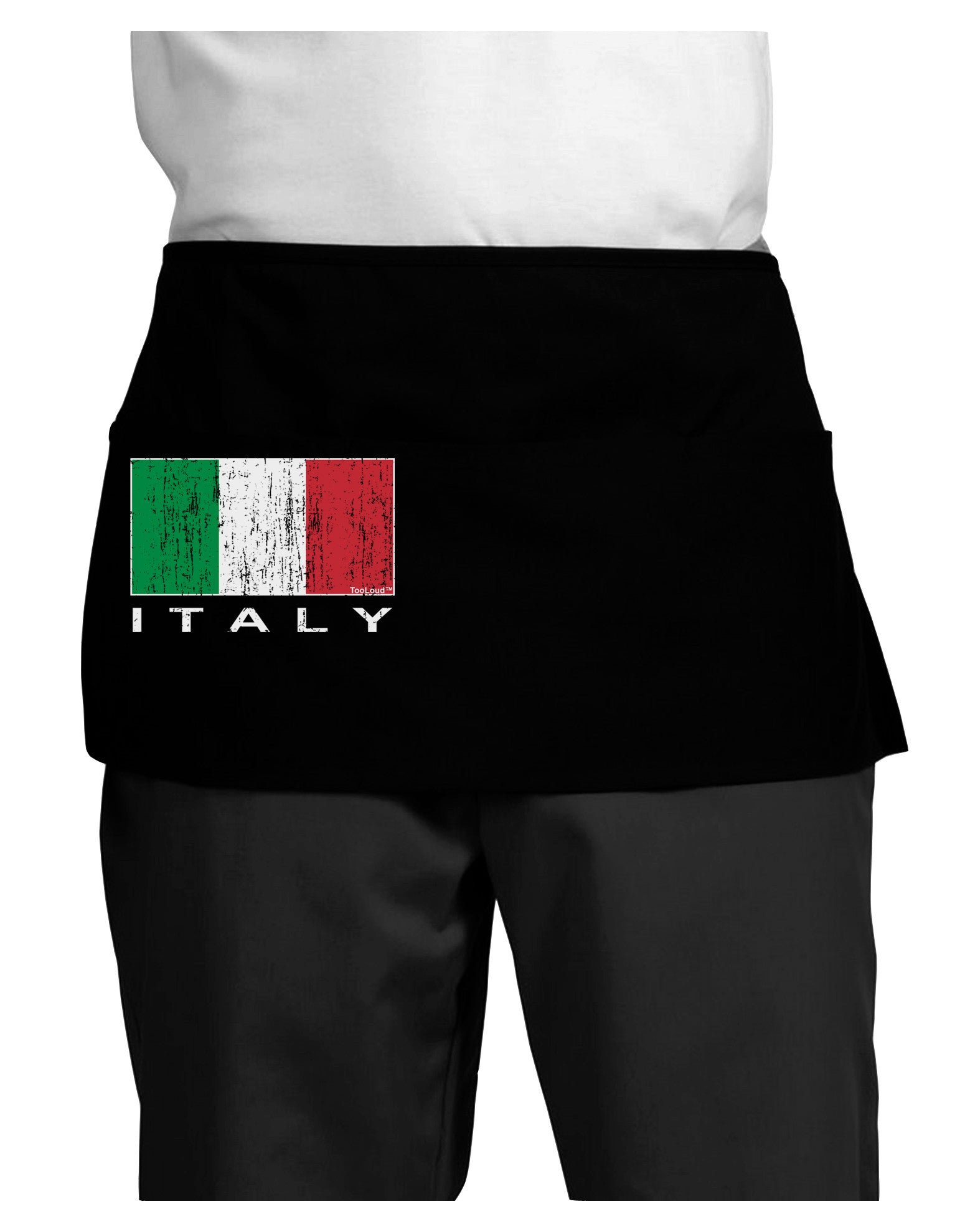 Italian Flag - Italy Text Distressed Dark Adult Mini Waist Apron, Server Apron by TooLoud-Mini Waist Apron-TooLoud-Black-One-Size-Davson Sales