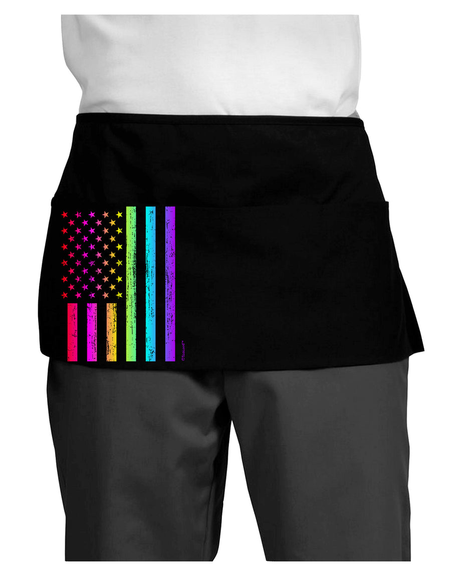 American Pride - Rainbow Flag Dark Adult Mini Waist Apron, Server Apron-Mini Waist Apron-TooLoud-Black-One-Size-Davson Sales