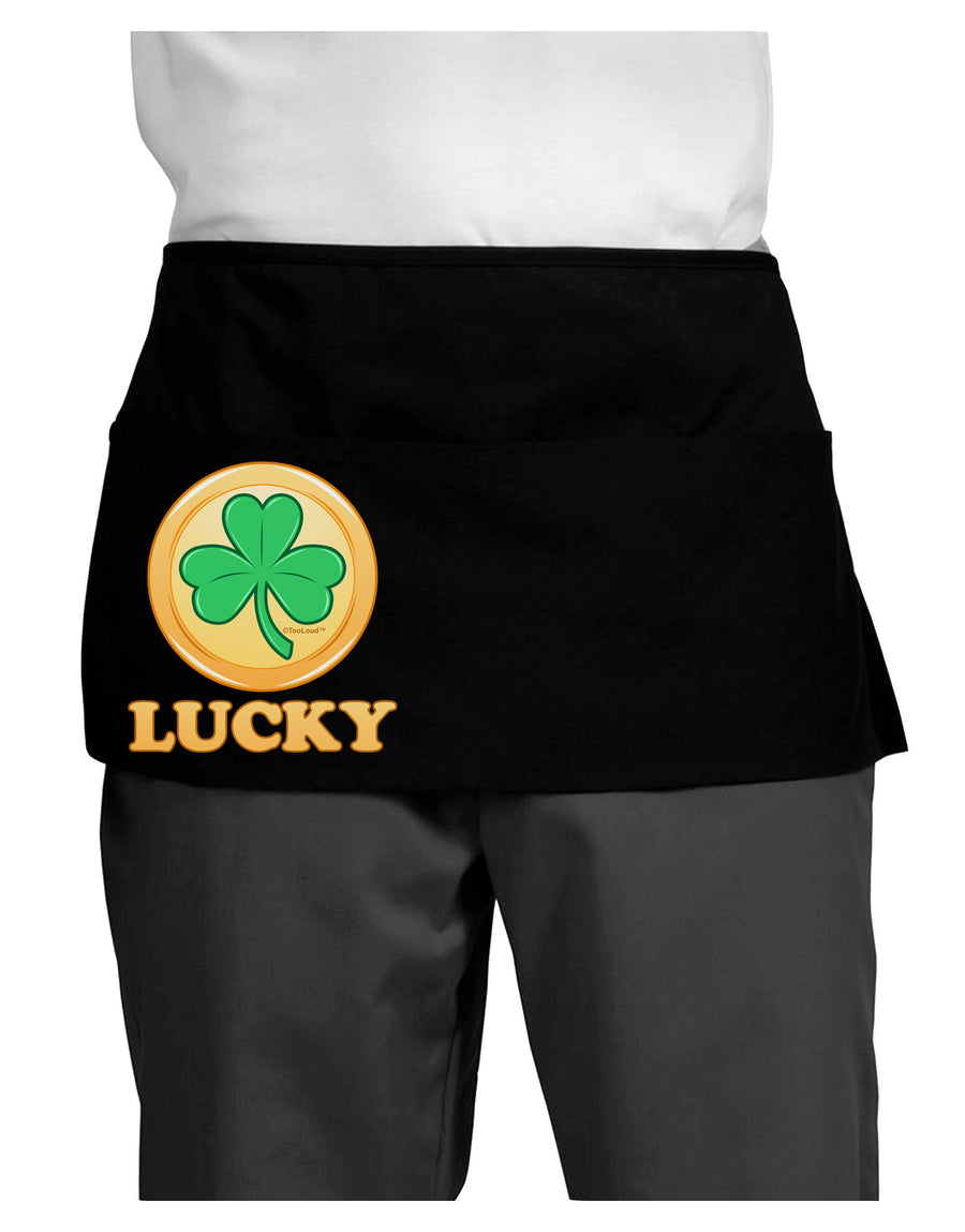 Shamrock Button - Lucky Dark Adult Mini Waist Apron, Server Apron by TooLoud-Mini Waist Apron-TooLoud-Black-One-Size-Davson Sales