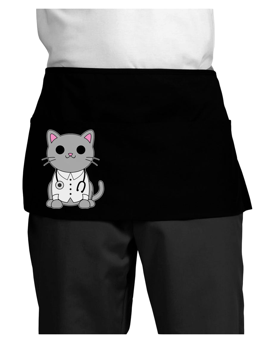 Dr Cat MD - Cute Cat Design Dark Adult Mini Waist Apron, Server Apron by TooLoud-Mini Waist Apron-TooLoud-Black-One-Size-Davson Sales