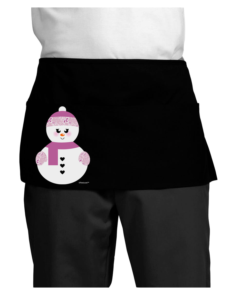 Cute Girl Snowman - Christmas Dark Adult Mini Waist Apron, Server Apron by TooLoud-Mini Waist Apron-TooLoud-Black-One-Size-Davson Sales