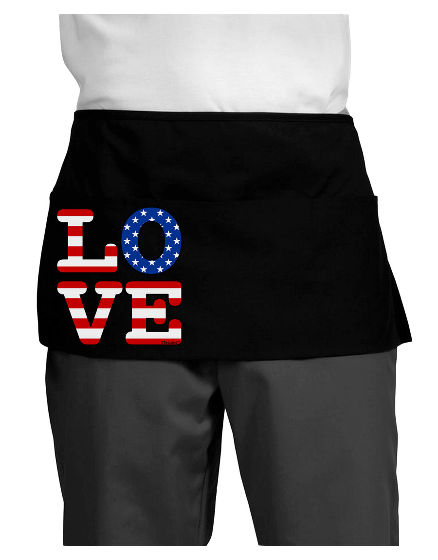 American Love Design Dark Adult Mini Waist Apron, Server Apron by TooLoud-Mini Waist Apron-TooLoud-Black-One-Size-Davson Sales