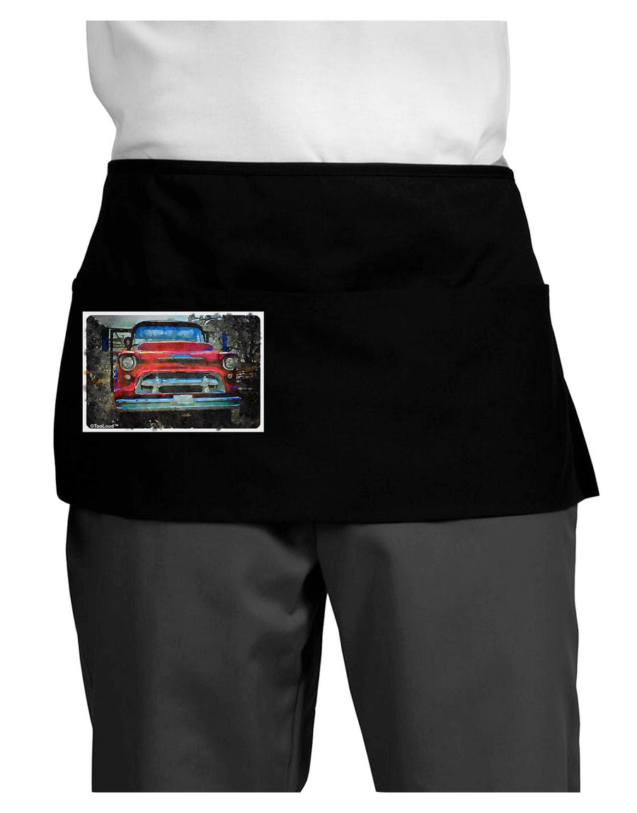 Vintage Truck Watercolor Dark Adult Mini Waist Apron, Server Apron-Mini Waist Apron-TooLoud-Black-One-Size-Davson Sales