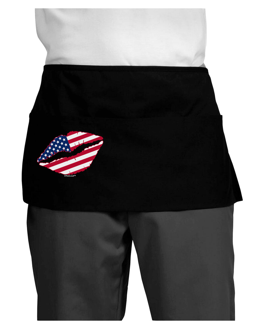 American Flag Lipstick Dark Adult Mini Waist Apron, Server Apron-Mini Waist Apron-TooLoud-Black-One-Size-Davson Sales