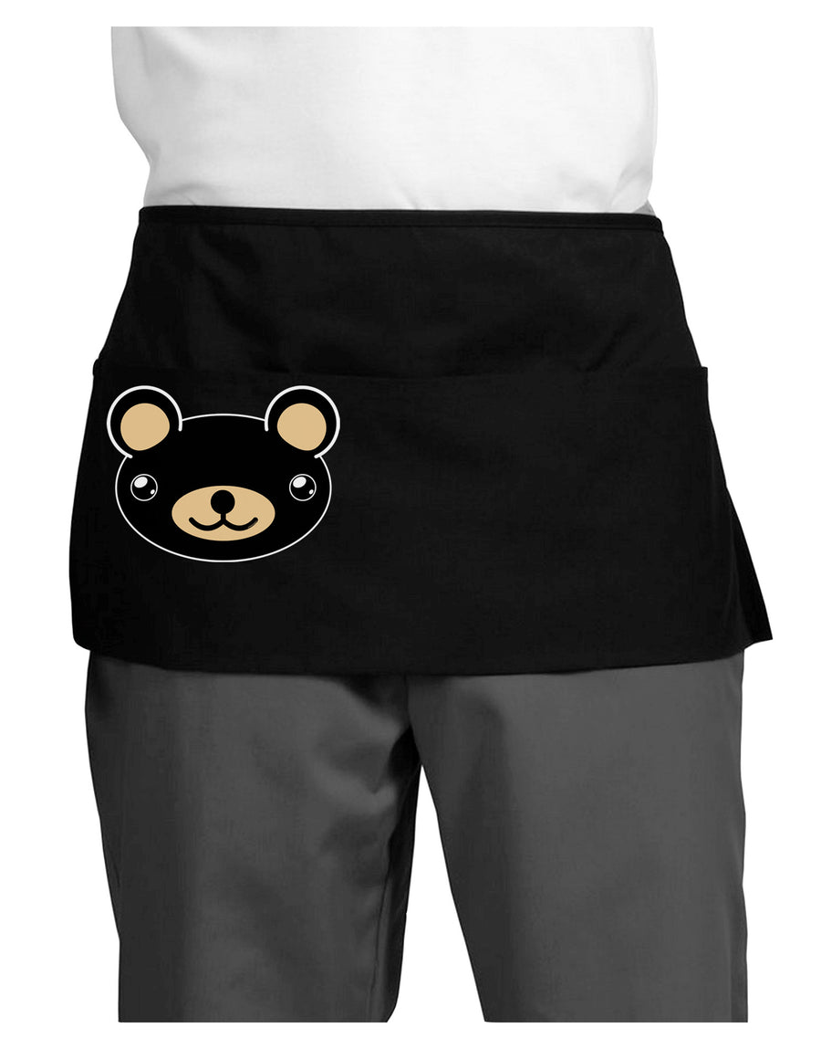 Kyu-T Head - Night Beartholomew Teddy Bear Dark Adult Mini Waist Apron, Server Apron-Mini Waist Apron-TooLoud-Black-One-Size-Davson Sales