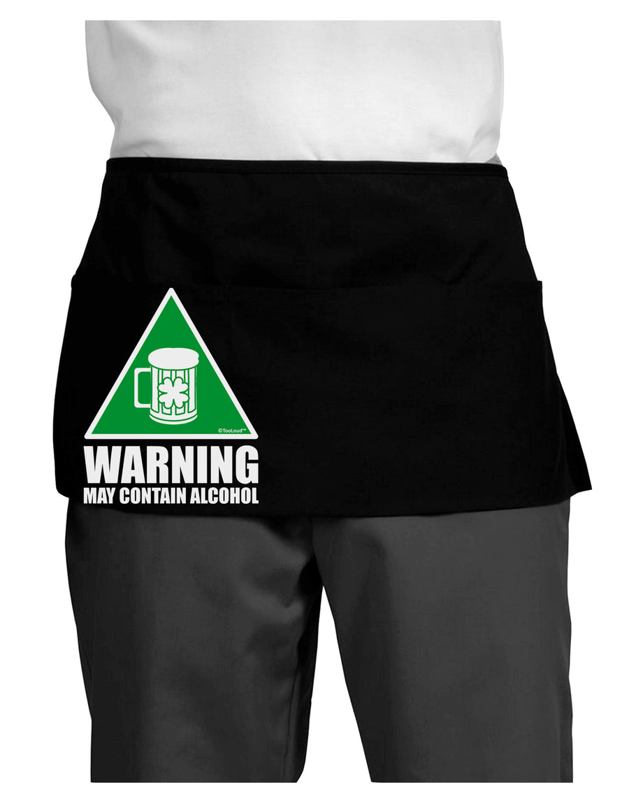 Warning May Contain Alcohol Dark Adult Mini Waist Apron, Server Apron by TooLoud-Mini Waist Apron-TooLoud-Black-One-Size-Davson Sales