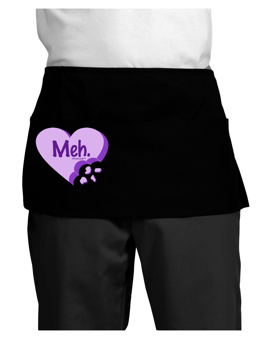 Meh Candy Heart Purple - Valentines Day Dark Adult Mini Waist Apron, Server Apron by TooLoud-Mini Waist Apron-TooLoud-Black-One-Size-Davson Sales