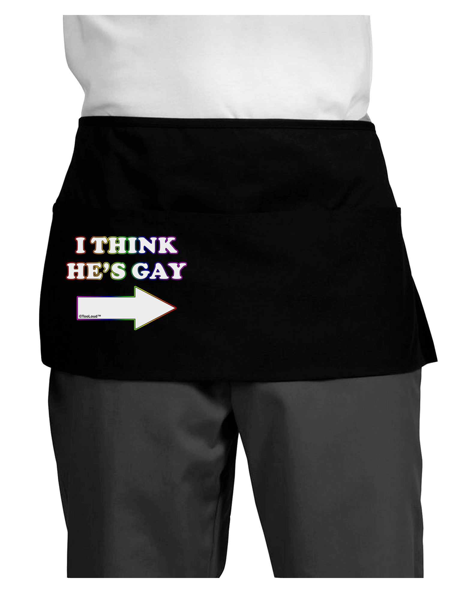 I Think He's Gay Right Dark Adult Mini Waist Apron, Server Apron by TooLoud-Mini Waist Apron-TooLoud-Black-One-Size-Davson Sales