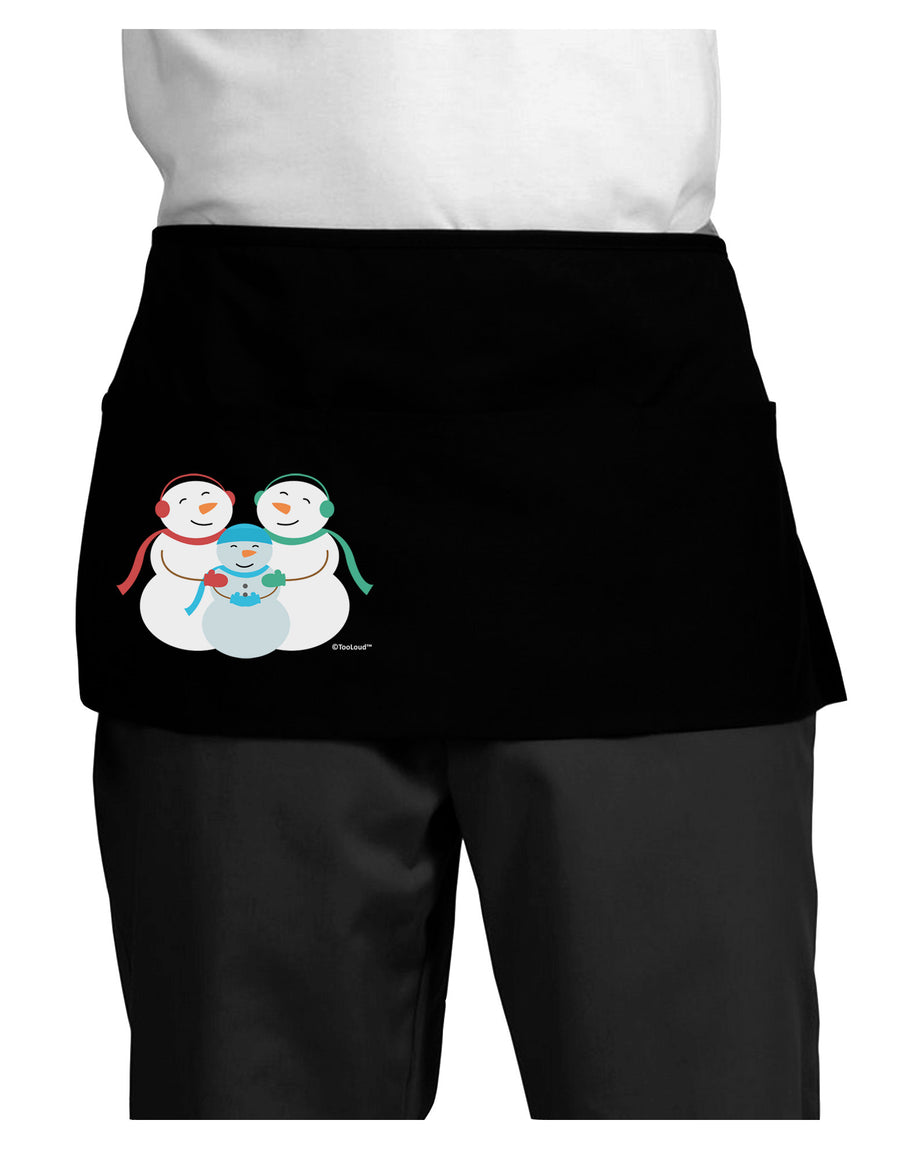 Cute Snowman Family with Boy Dark Adult Mini Waist Apron, Server Apron by TooLoud-Mini Waist Apron-TooLoud-Black-One-Size-Davson Sales