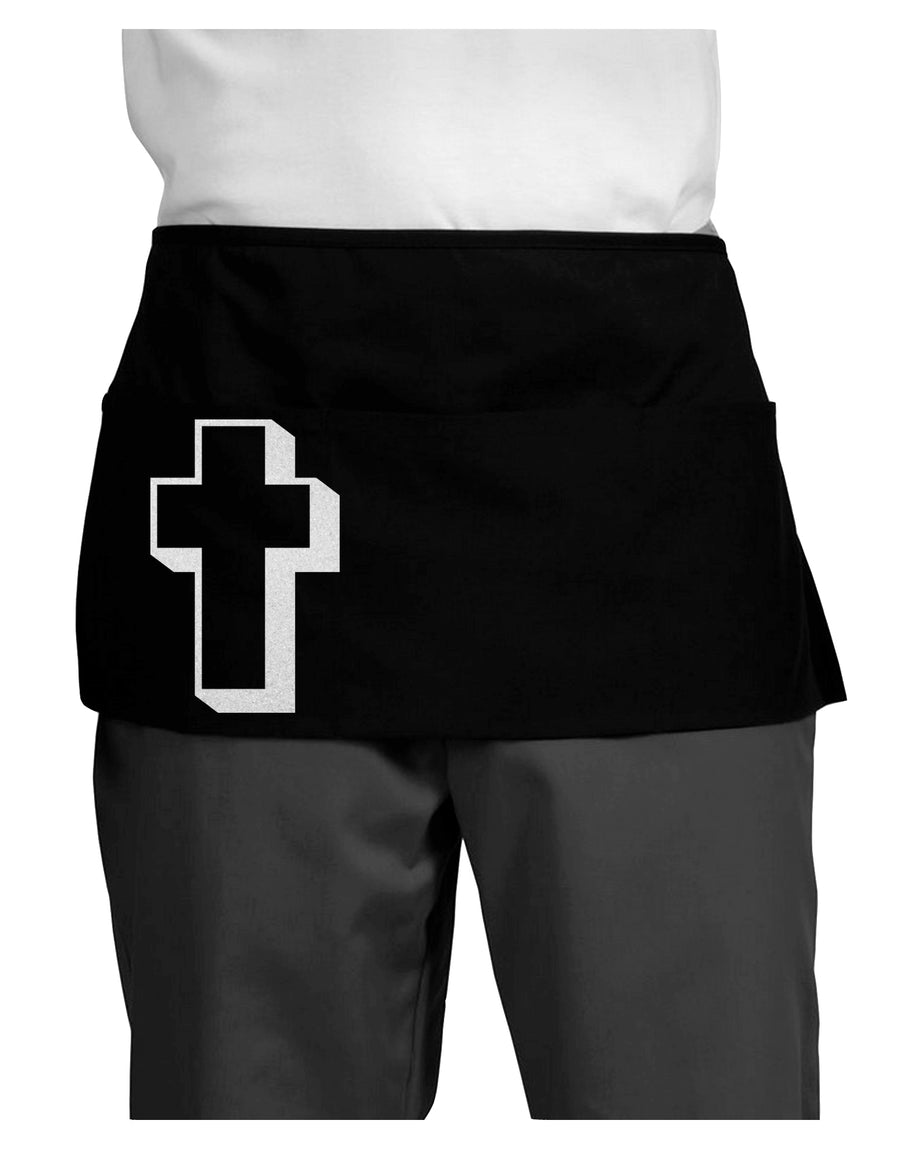 Simple Cross Design Glitter - White Dark Adult Mini Waist Apron, Server Apron by TooLoud-Mini Waist Apron-TooLoud-Black-One-Size-Davson Sales