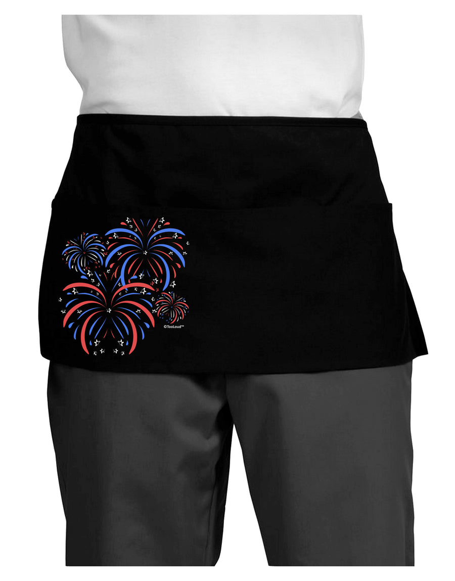 Patriotic Fireworks with Bursting Stars Dark Adult Mini Waist Apron, Server Apron by TooLoud-Mini Waist Apron-TooLoud-Black-One-Size-Davson Sales