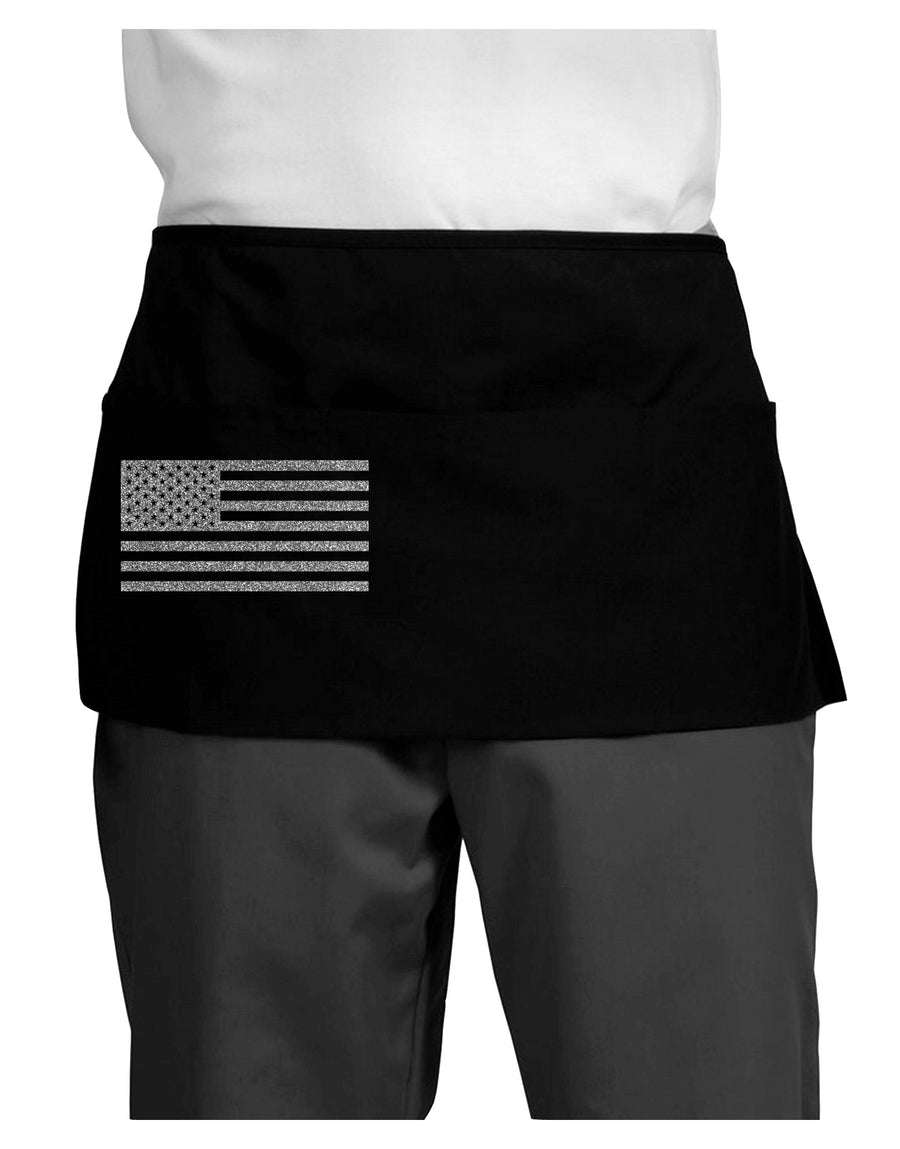 American Flag Glitter - Silver Dark Adult Mini Waist Apron, Server Apron-Mini Waist Apron-TooLoud-Black-One-Size-Davson Sales