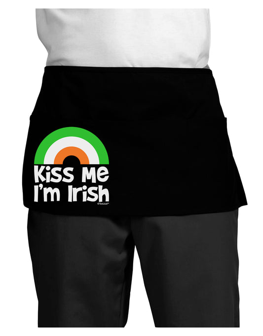Irish Flag Rainbow - Kiss Me I'm Irish Dark Adult Mini Waist Apron, Server Apron by TooLoud-Mini Waist Apron-TooLoud-Black-One-Size-Davson Sales