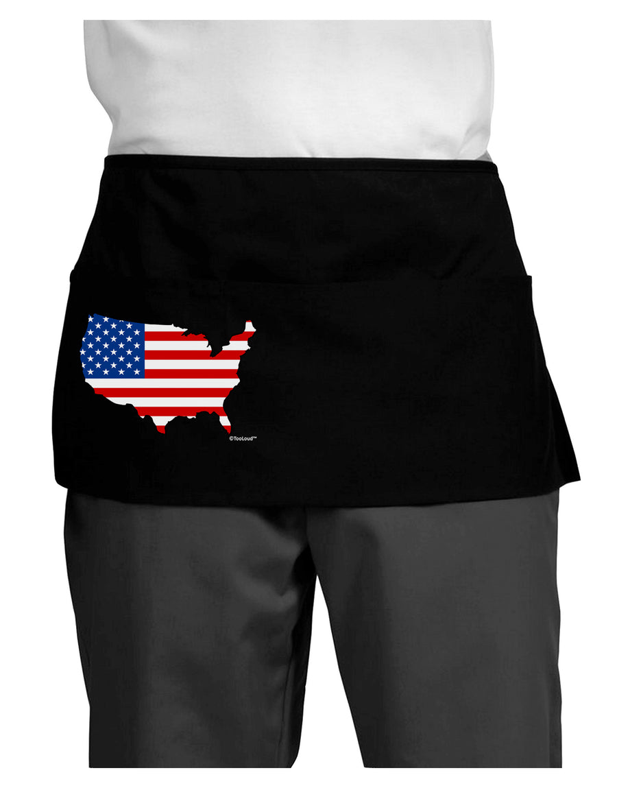 United States Cutout - American Flag Design Dark Adult Mini Waist Apron, Server Apron by TooLoud-Mini Waist Apron-TooLoud-Black-One-Size-Davson Sales