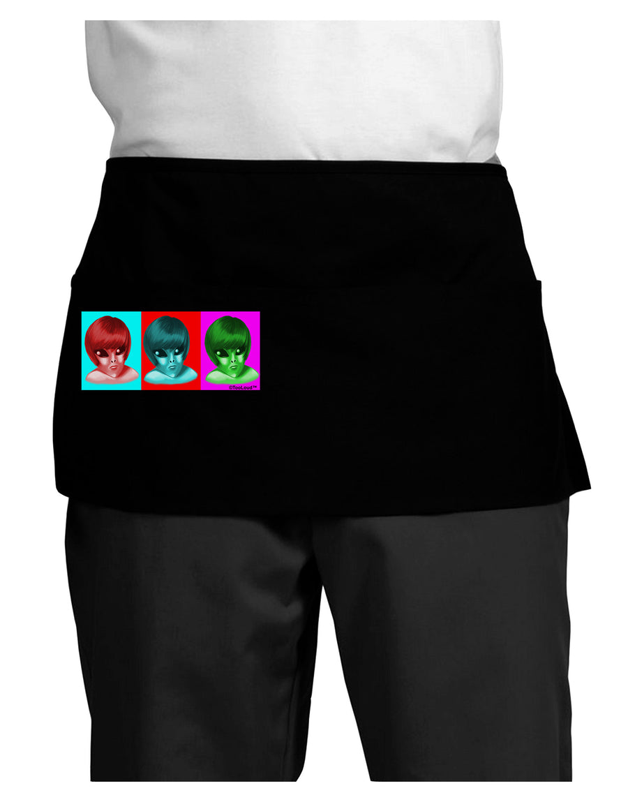 Extraterrestial Pop-art #2 Dark Adult Mini Waist Apron, Server Apron by TooLoud-Mini Waist Apron-TooLoud-Black-One-Size-Davson Sales