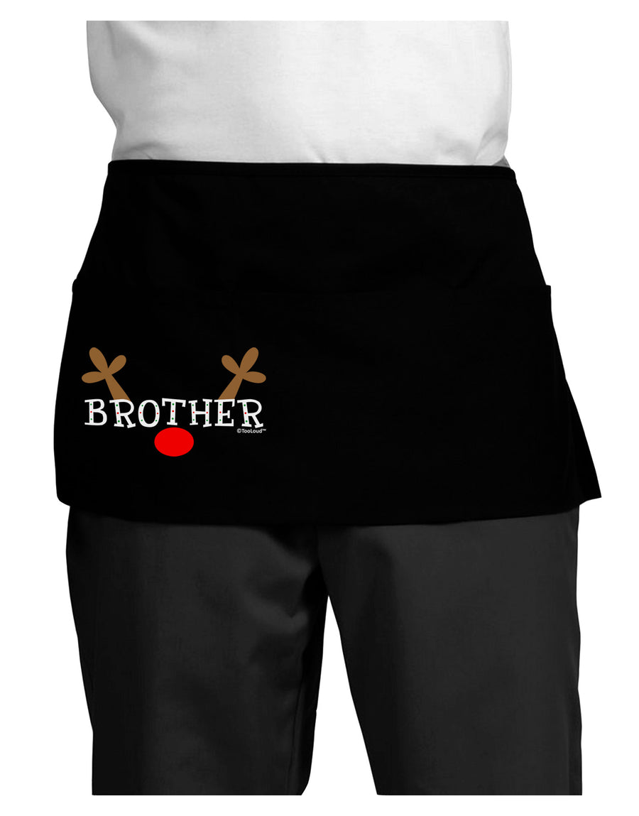 Matching Family Christmas Design - Reindeer - Brother Dark Adult Mini Waist Apron, Server Apron by TooLoud-Mini Waist Apron-TooLoud-Black-One-Size-Davson Sales