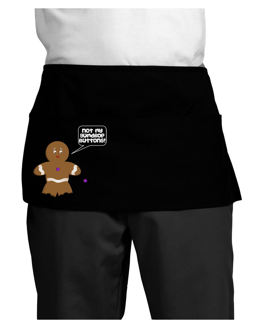 Not My Gumdrop Buttons Gingerbread Man Christmas Dark Adult Mini Waist Apron, Server Apron-Mini Waist Apron-TooLoud-Black-One-Size-Davson Sales