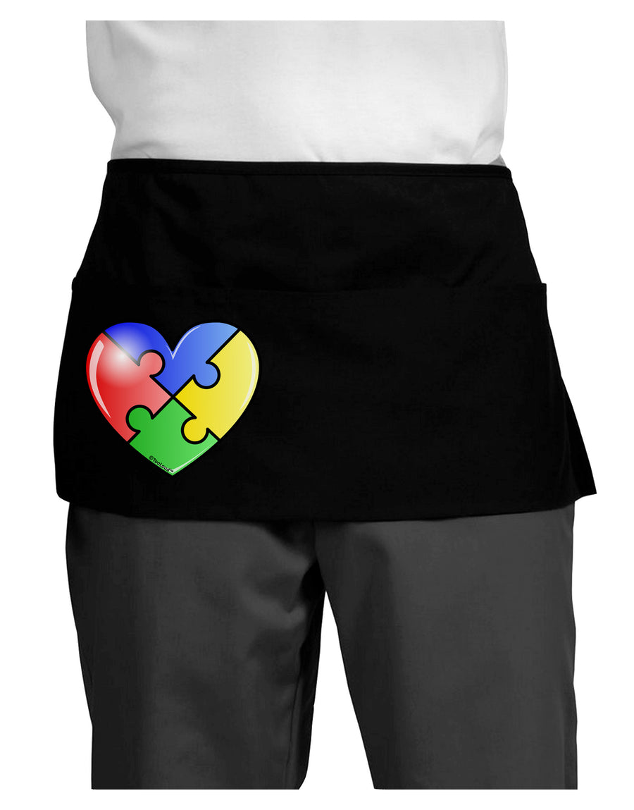 Big Puzzle Heart - Autism Awareness Dark Adult Mini Waist Apron, Server Apron by TooLoud-Mini Waist Apron-TooLoud-Black-One-Size-Davson Sales