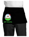 Happy Huladays Christmas Penguin - Red and Green Dark Adult Mini Waist Apron, Server Apron-Mini Waist Apron-TooLoud-Black-One-Size-Davson Sales