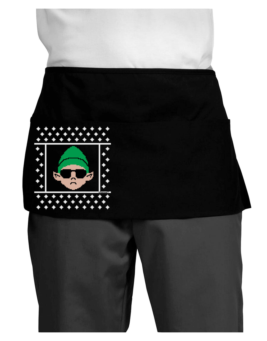 Cool Elf Christmas Sweater Dark Adult Mini Waist Apron, Server Apron-Mini Waist Apron-TooLoud-Black-One-Size-Davson Sales