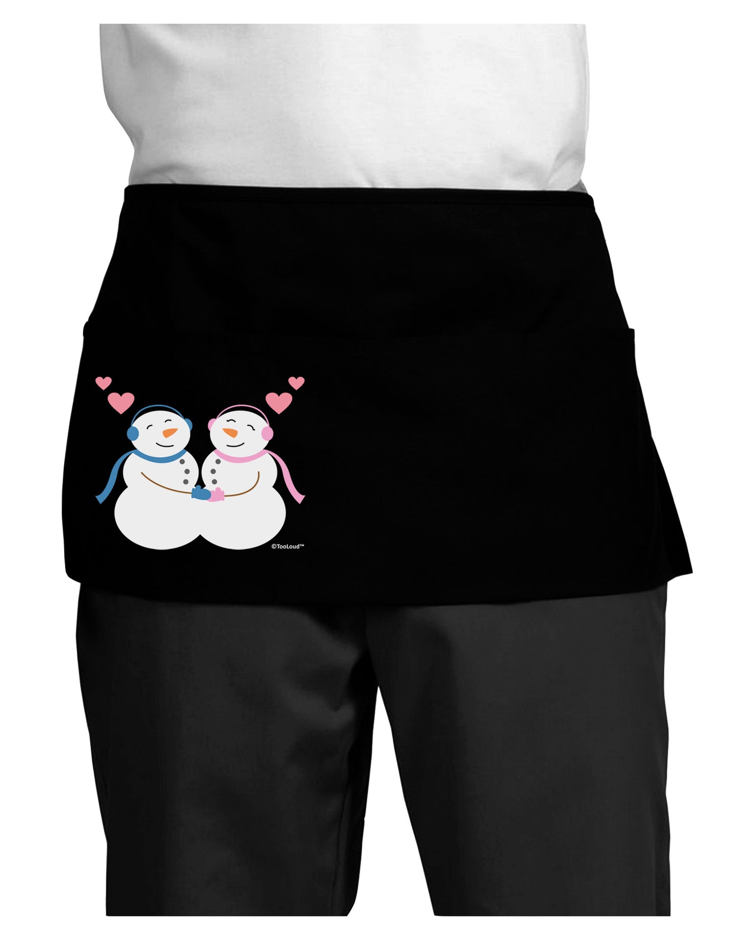 Cute Snowman and Snowwoman Couple Dark Adult Mini Waist Apron, Server Apron by TooLoud-Mini Waist Apron-TooLoud-Black-One-Size-Davson Sales