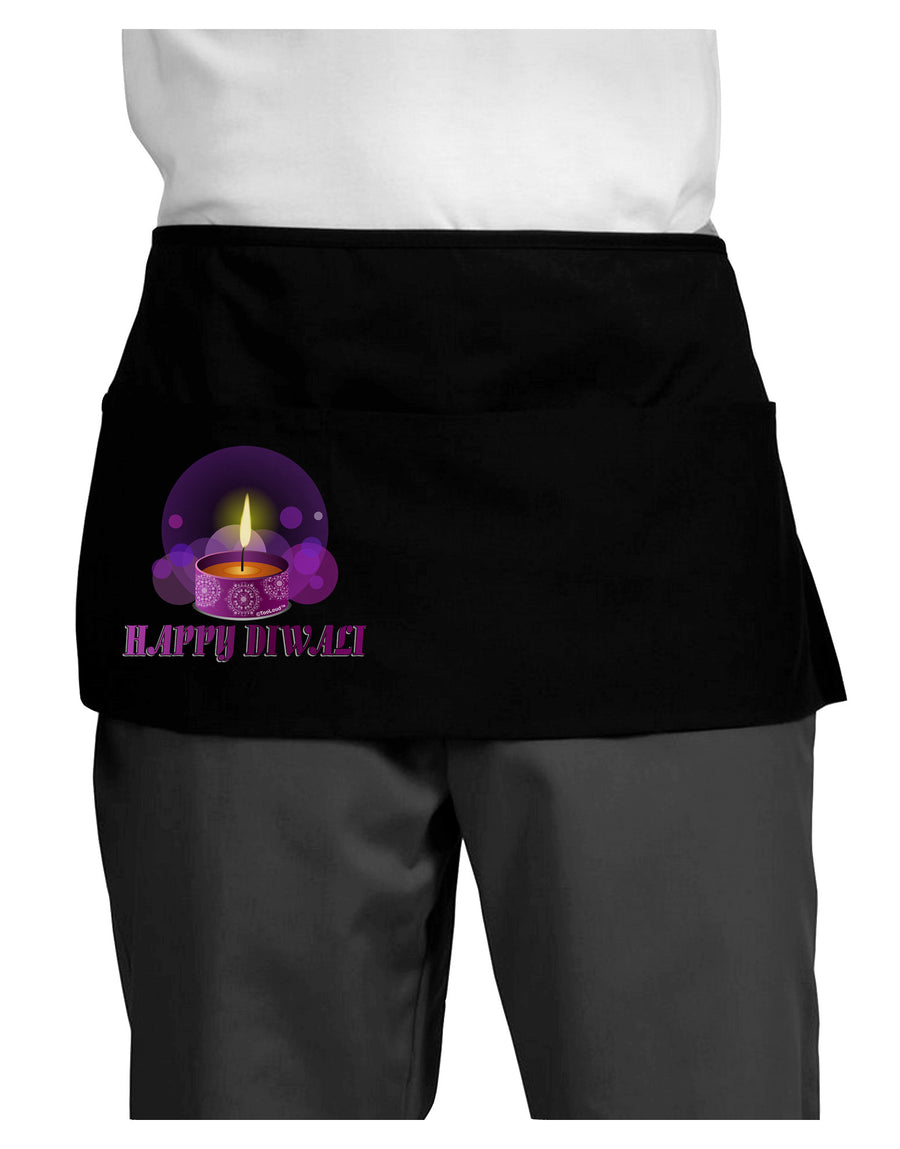 Happy Diwali Purple Candle Dark Adult Mini Waist Apron, Server Apron by TooLoud-Mini Waist Apron-TooLoud-Black-One-Size-Davson Sales