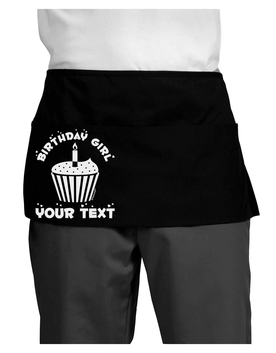 Personalized Birthday Girl Cupcake -Customizable- Name Dark Adult Mini Waist Apron, Server Apron-Mini Waist Apron-TooLoud-Black-One-Size-Davson Sales