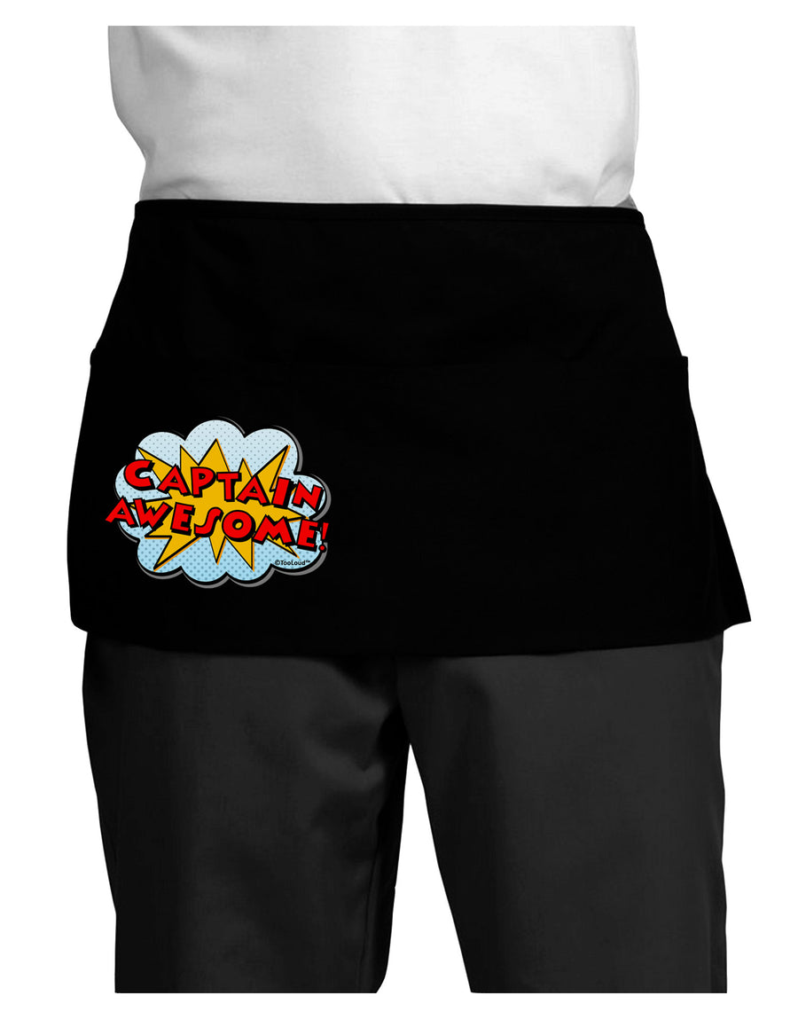 Captain Awesome - Superhero Style Dark Adult Mini Waist Apron, Server Apron by TooLoud-Mini Waist Apron-TooLoud-Black-One-Size-Davson Sales