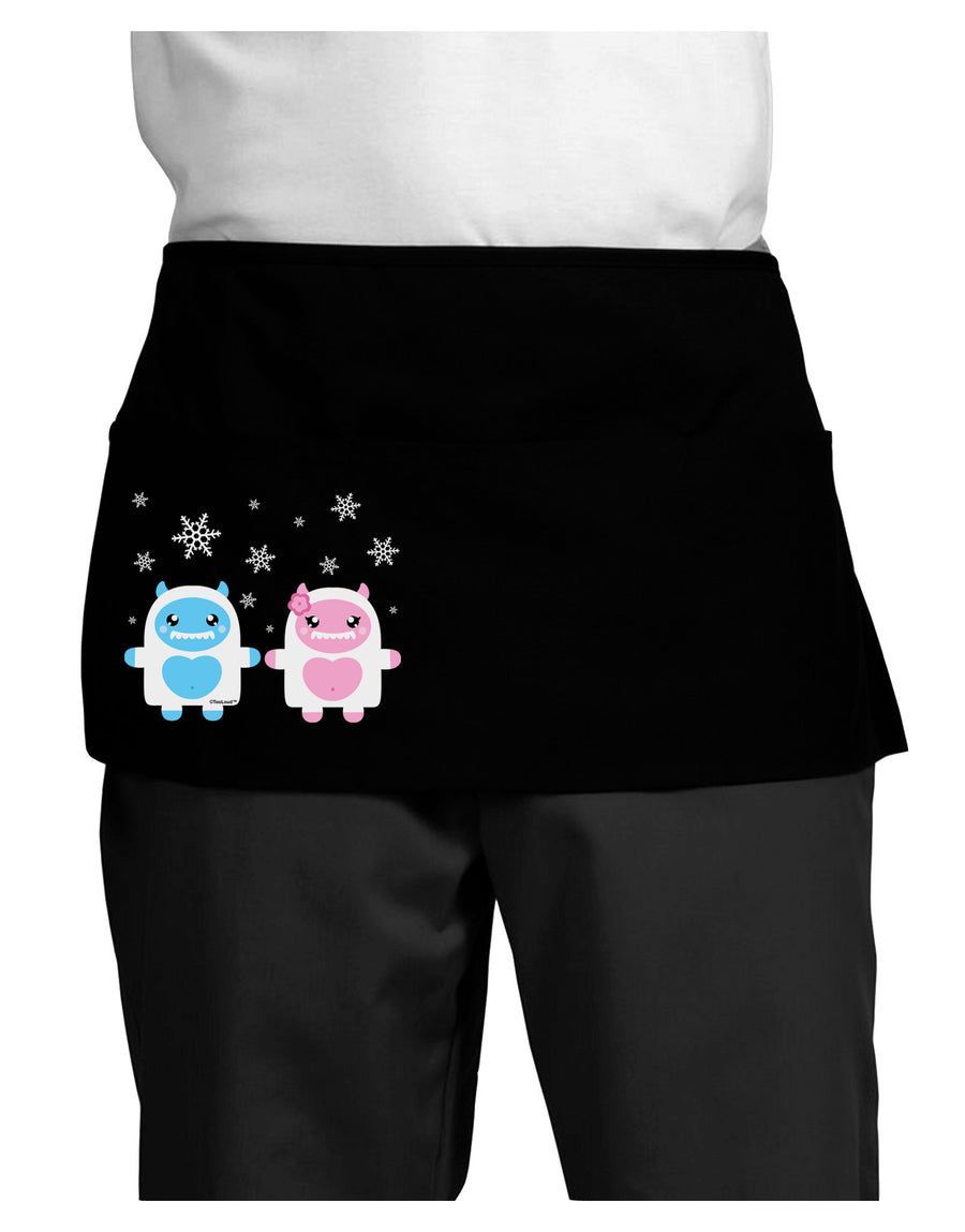 Cute Abominable Snowman Yeti Couple - Christmas Dark Adult Mini Waist Apron, Server Apron-Mini Waist Apron-TooLoud-Black-One-Size-Davson Sales