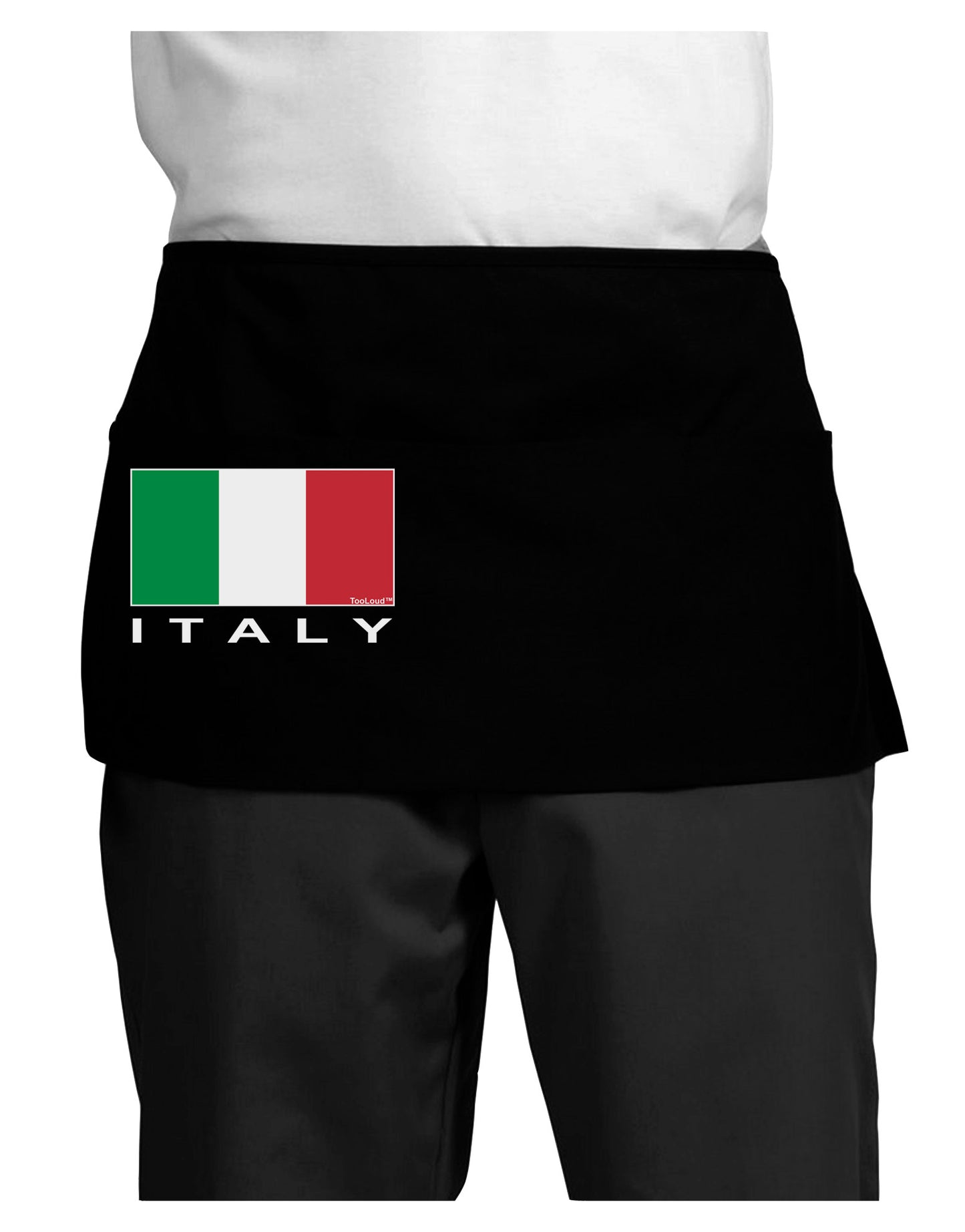 Italian Flag - Italy Text Dark Adult Mini Waist Apron, Server Apron by TooLoud-Mini Waist Apron-TooLoud-Black-One-Size-Davson Sales