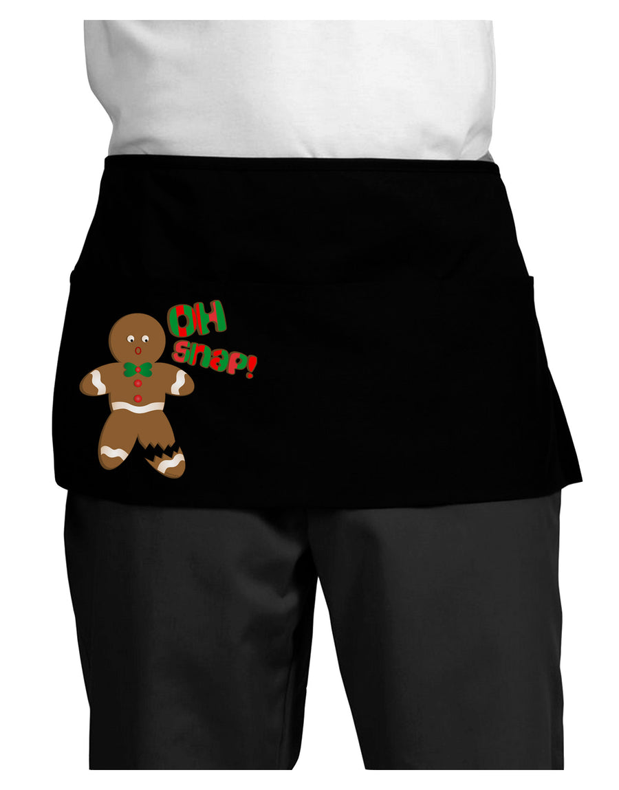 Oh Snap Gingerbread Man Christmas Dark Adult Mini Waist Apron, Server Apron-Mini Waist Apron-TooLoud-Black-One-Size-Davson Sales