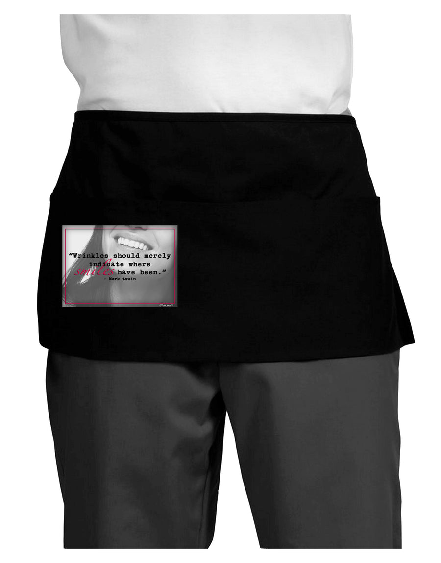 Where Smiles Mark Twain Dark Adult Mini Waist Apron, Server Apron-Mini Waist Apron-TooLoud-Black-One-Size-Davson Sales