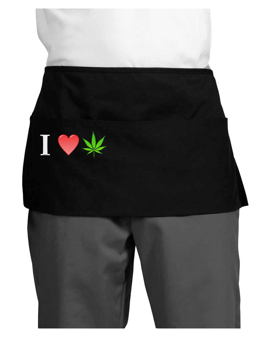 I Heart Marijuana Leaf Dark Adult Mini Waist Apron, Server Apron-Mini Waist Apron-TooLoud-Black-One-Size-Davson Sales