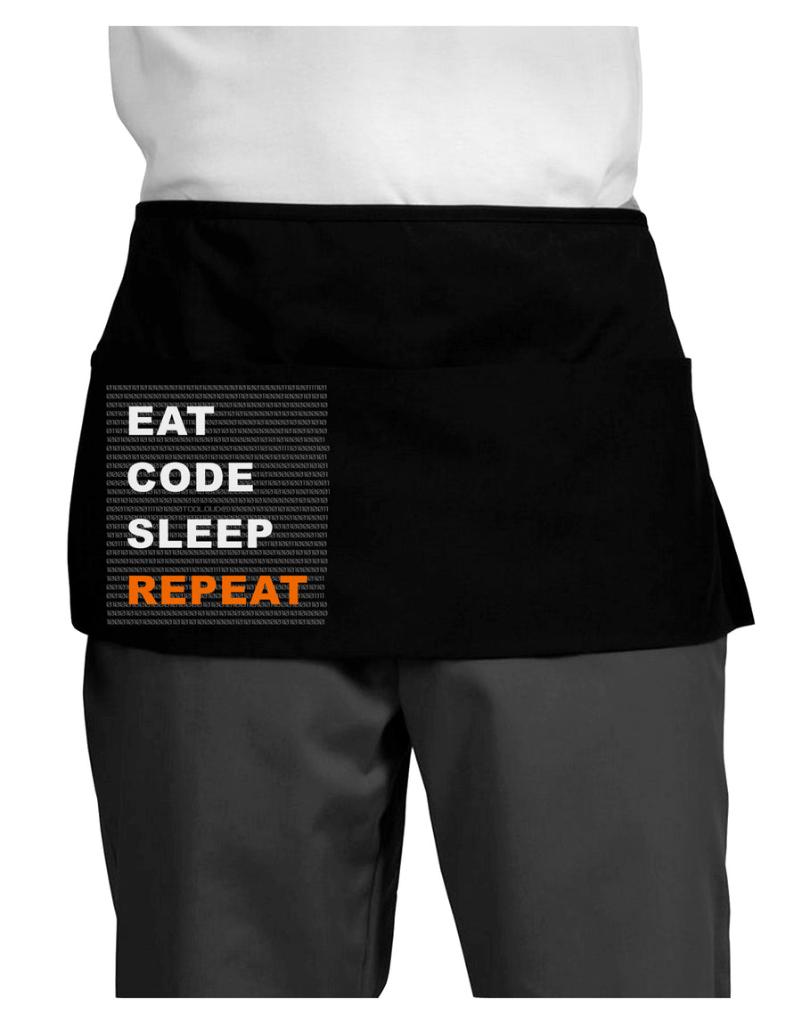 Eat Sleep Code Repeat Dark Adult Mini Waist Apron, Server Apron by TooLoud-Bib Apron-TooLoud-Black-One-Size-Davson Sales